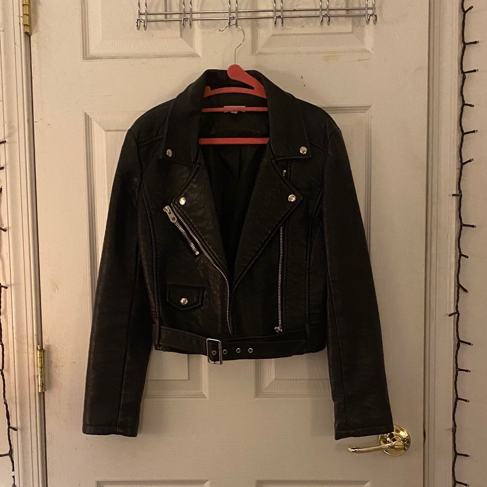 Silence + Noise Black Leather Biker Jacket